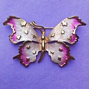 Vintage Pastelli Stamped Gold Butterfly Brooch